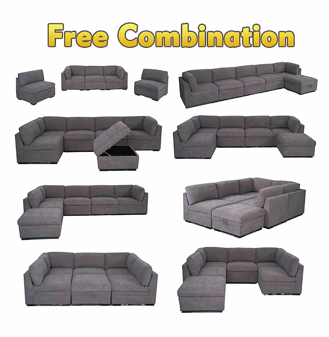 Huayang Sectionals Corner Iving Room Sofa Set Wooden Sofa Bed with Storage