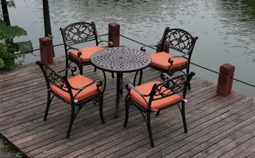 Outdoor Bistro Sets Metal Patio Chair Set Furniture Cast Antique Outdoor Cast Aluminum Garden Patio Table and Chair Set