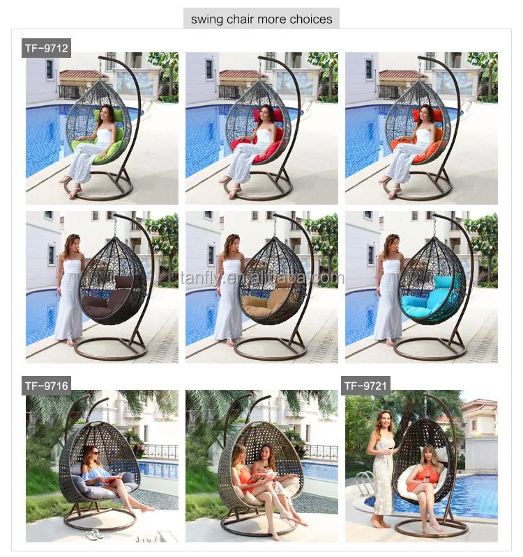 High Quality Patio Egg Chair Rattan Garden Wicker Double Seater Hanging Swing Chair