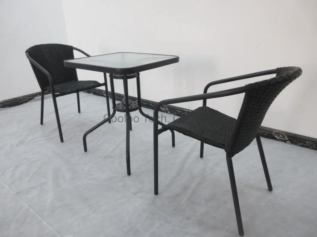 Rattan Wicker Bistro Cafe Garden Aluminum Metal Table and Chair