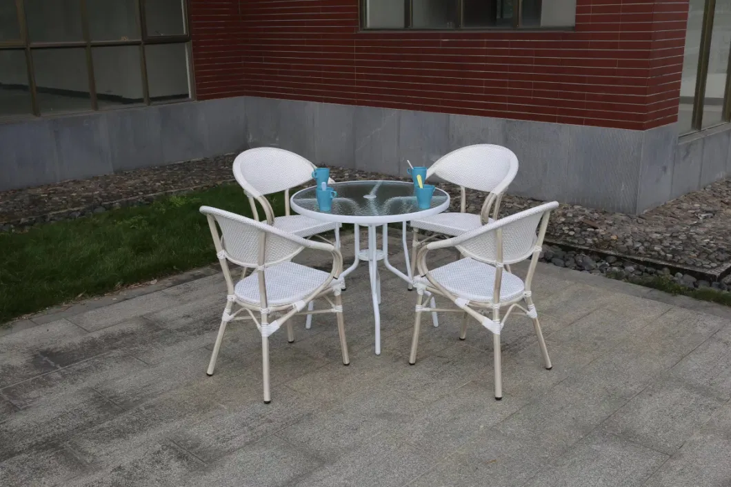 Contemporary and Contracted Leisure Outdoor Furniture White Milk Tea Shop Cafe Outdoor Garden Chairs and Tables Set Combination