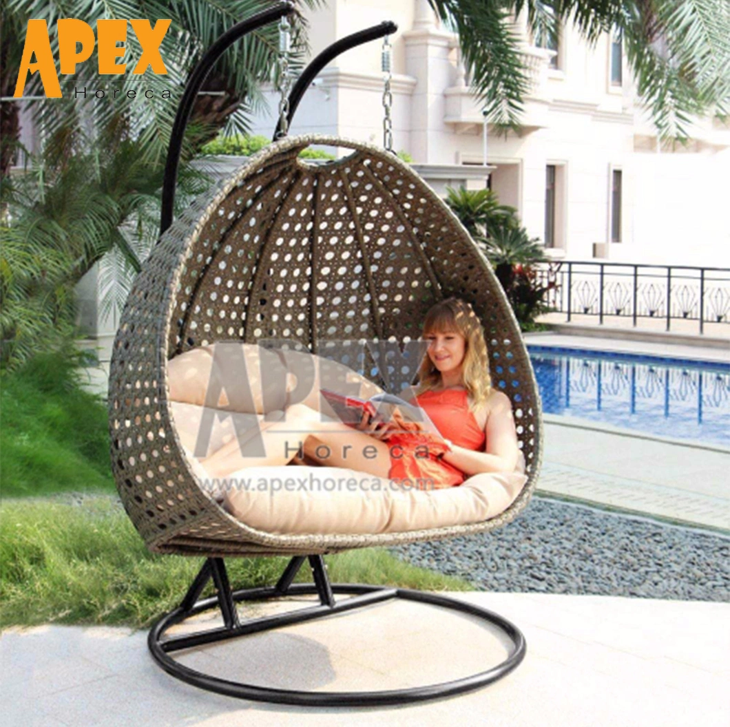 Outdoor Indoor Living Room Garden Patio Bistro Balcony Metal Aluminium Frame Rattan Furniture Egg Swing Chair
