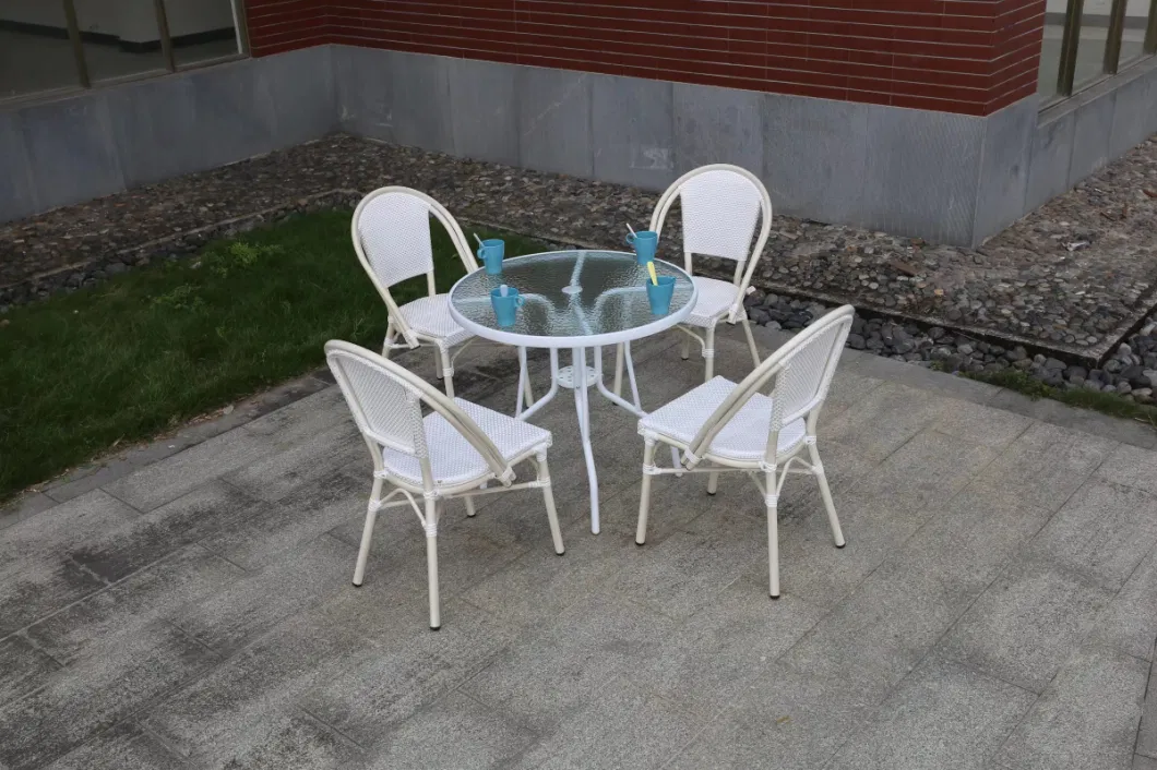 Contemporary and Contracted Leisure Outdoor Furniture White Milk Tea Shop Cafe Outdoor Garden Chairs and Tables Set Combination