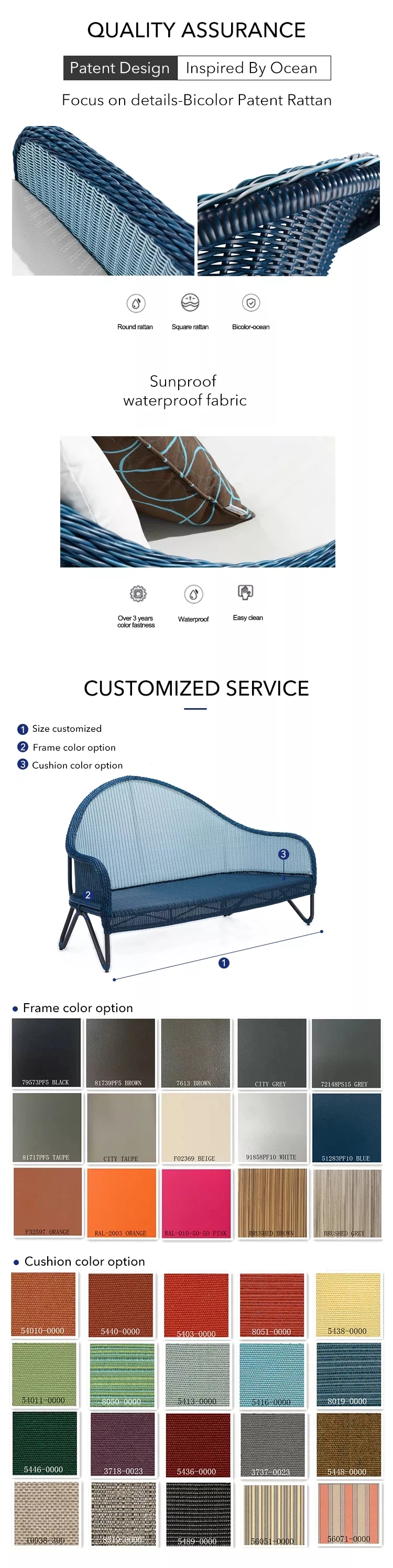 New Design Aluminium Wicker Leisure Outdoor Furniture Tent Ocean Mediterranean Luxury Modern Style Sectional Sofa
