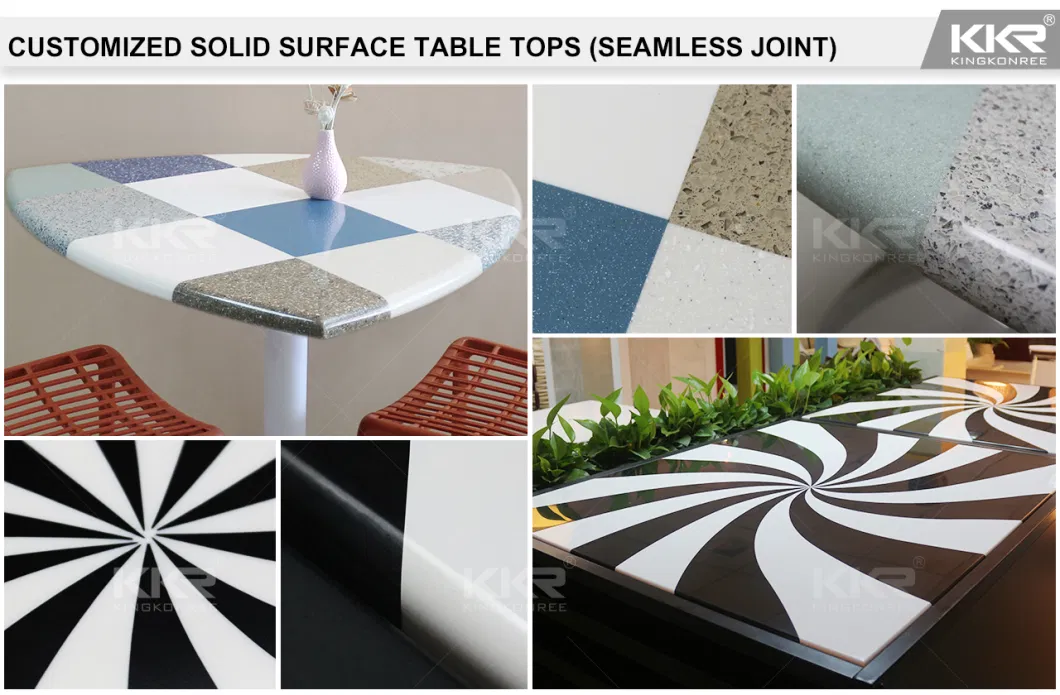 Modern Design Round/Square Solid Surface Worktop White Matt Long Dining Table Set