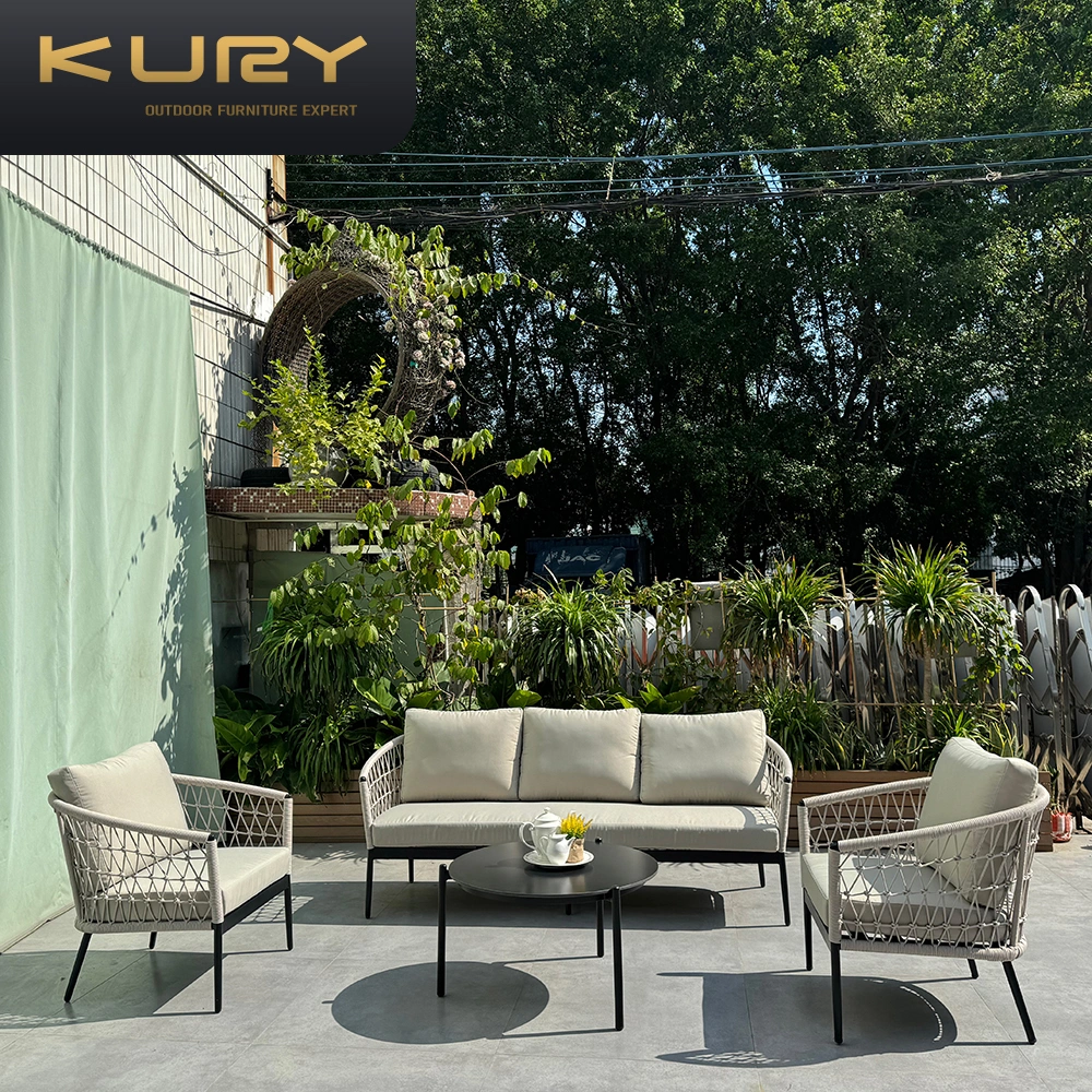 Modern Garden Furniture Luxury 5 Seater Rope Sofa Outdoor Furniture Rope Woven Modern Patio Sofa Set