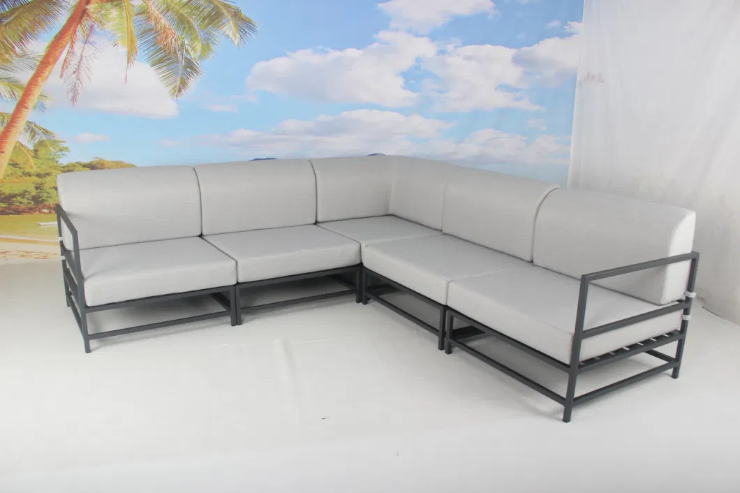 Luxury Garden Set Metal Aluminium Sectional Lounge Corner Sofa Outdoor Furniture