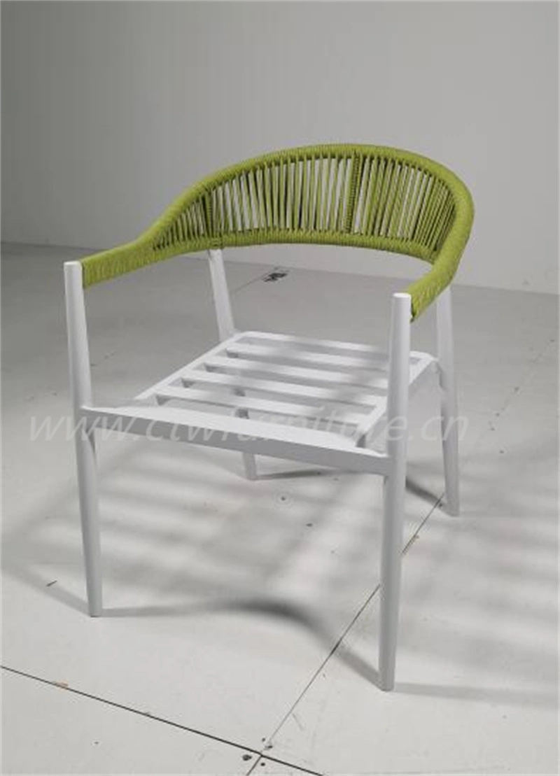 Aluminum Garden Chair Patio Outdoor Furniture Rope Wicker Rattan Dining Chair