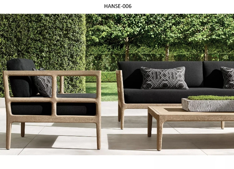 Custom Nordic Outdoor Solid Wood Furniture Sofa Combination Hotel Courtyard Balcony Rattan Chair Leisure Sofa