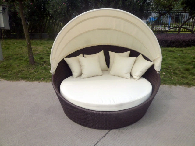 Garden Use Round Sunbed Daybed Bedding Outdoor Furniture with Canopy