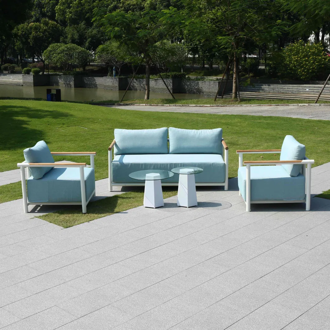 Outdoor Home Garden Patio Swimming Pool Side 2+1+1 Aluminum Frame Sofa Set with Coffee Table