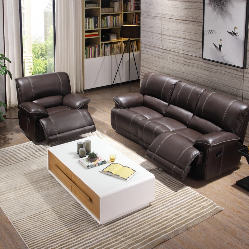 Modern Design Upholstered 3 Seater Cinema Home Living Room Leather Recliner Sofa