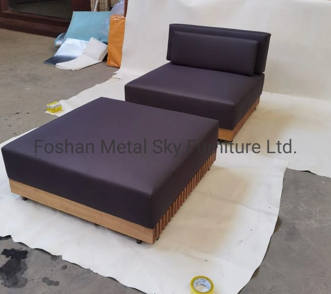 Outdoor Aluminum Wooden Garden Hotel Villa Patio Teak Combination Sofa