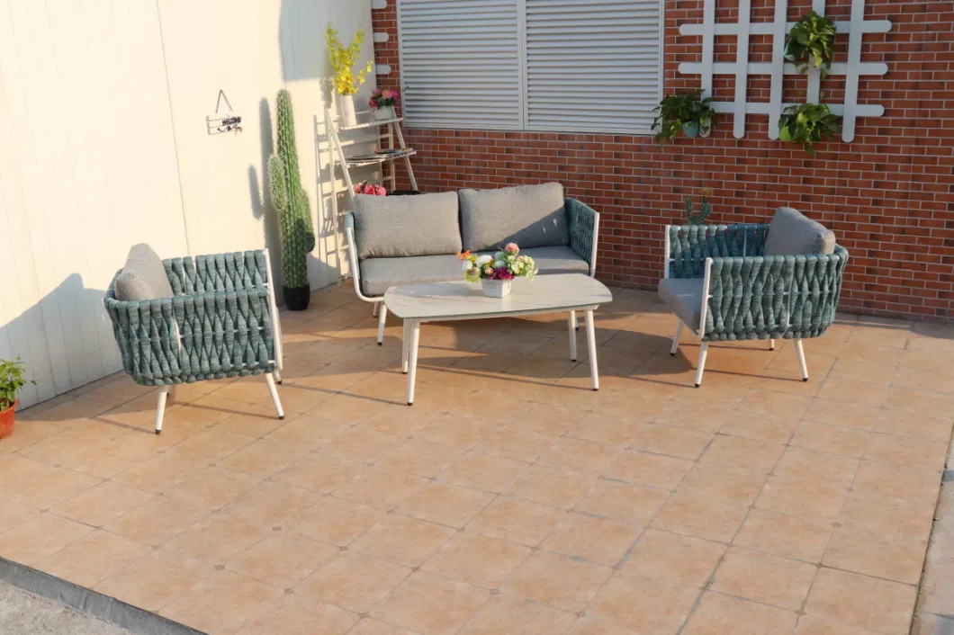 New Style Outdoor Furniture Hand Woven European Furniture Sofa Set Aluminium Garden Sets Rope Wicker Outdoor Rattan Sofa