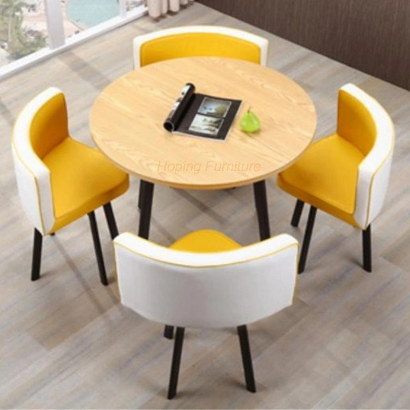 Two Layer Glass Top Dining Table Coffee House Square Round Shape Table Set with 1+ 4 Chairs