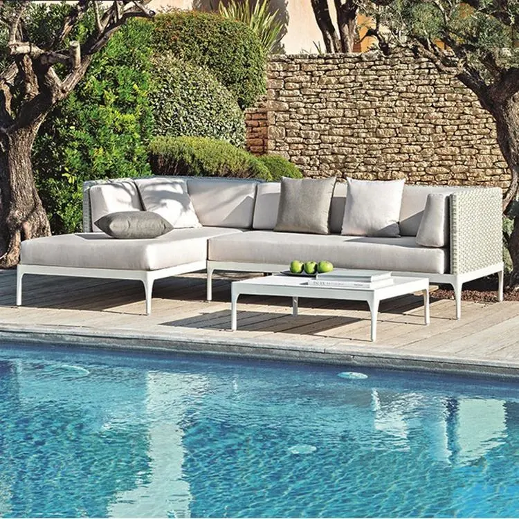Modern Popular Outdoor Garden Terrace Waterproof Set Aluminum Alloy Made Woven Rope Craft Leisure Lazy Sofa