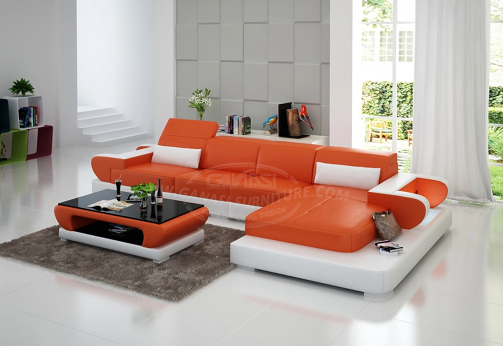 Small Size Elegant L Shape Dubai Sofa Furniture with LED Light