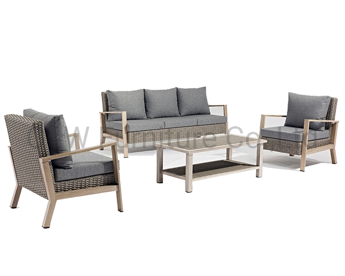 Patio Outdoor Garden Furniture Wicker Sofa Coffee Conversation Set Heat Transfer Printing