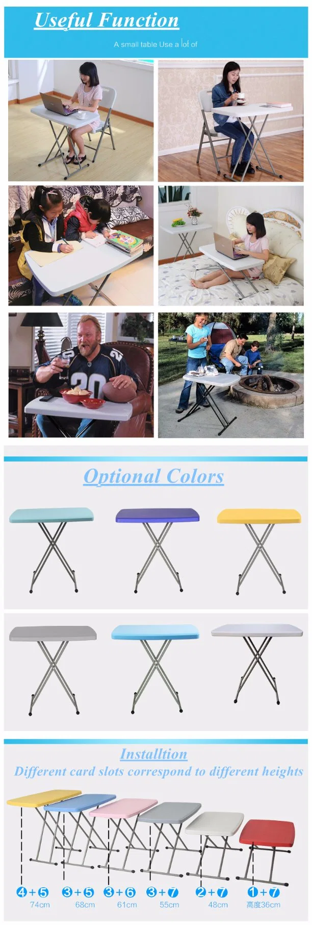 HDPE Quality Steel Outdoor Furniture Extendable Folding Table