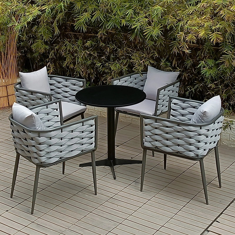 Modern Garden Outdoor Furniture Patio Rope Cane Ratan Chairs Outdoor Aluminum Woven Rope Chairs