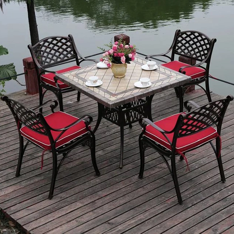 Outdoor Bistro Sets Metal Patio Chair Set Furniture Cast Antique Outdoor Cast Aluminum Garden Patio Table and Chair Set