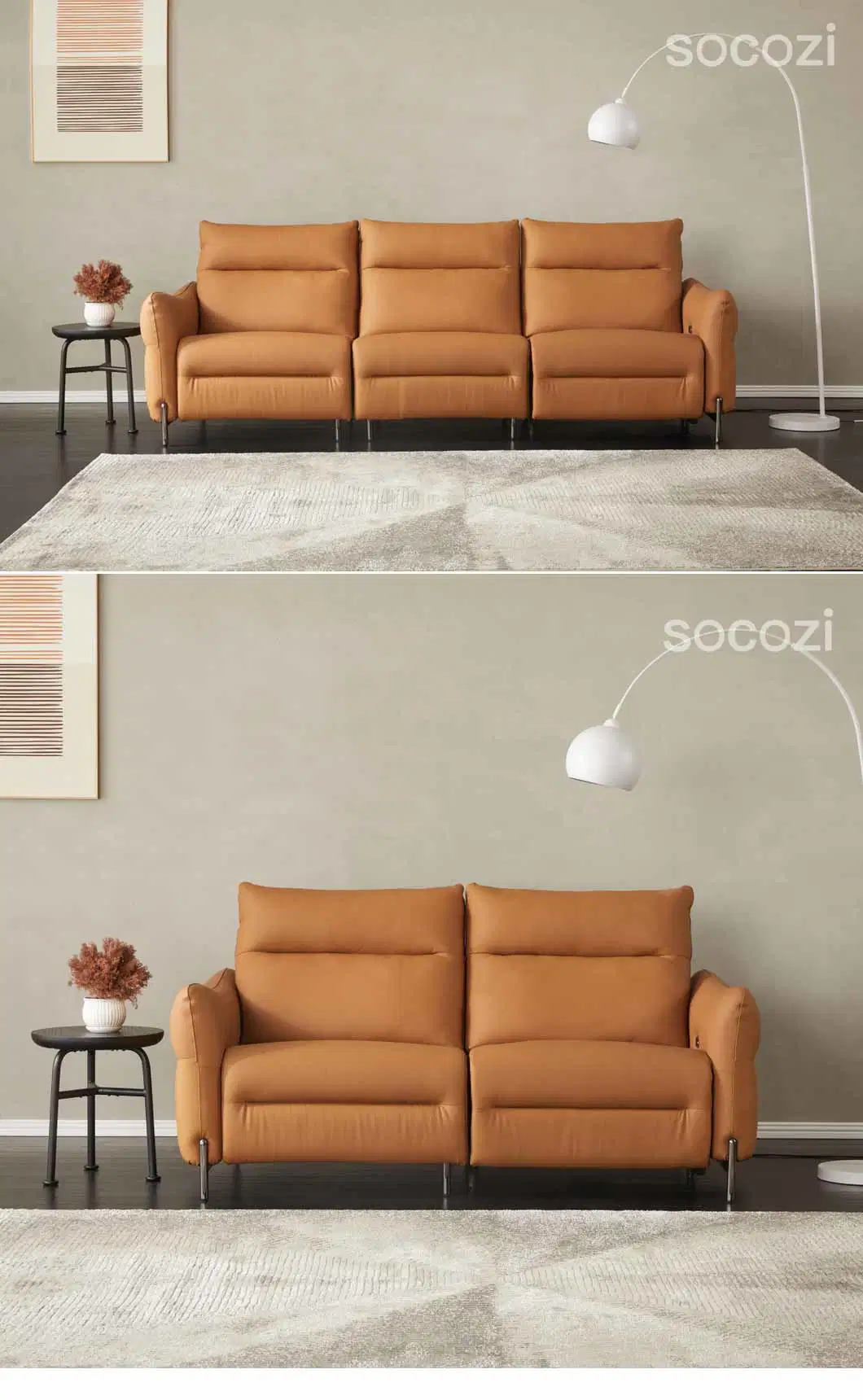 Modern Home Living Room Leisure 123 Seter Leather Power Reclining Sofa Set