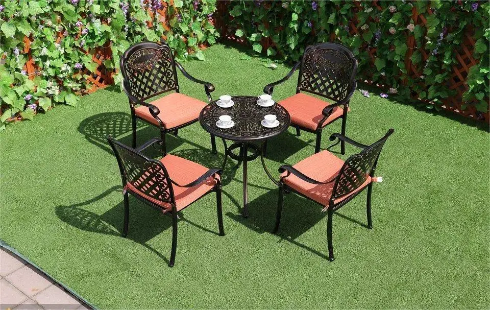 Leisure Villa Open-Air Balcony Cast Aluminum Table and Chairs Patio Furniture Set Outdoor Garden Set