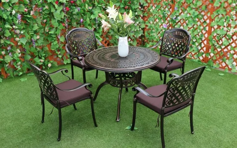 Outdoor Patio Garden New Restaurant Metal Dining Outdoor Furniture Cast Aluminum Table and Chair Set