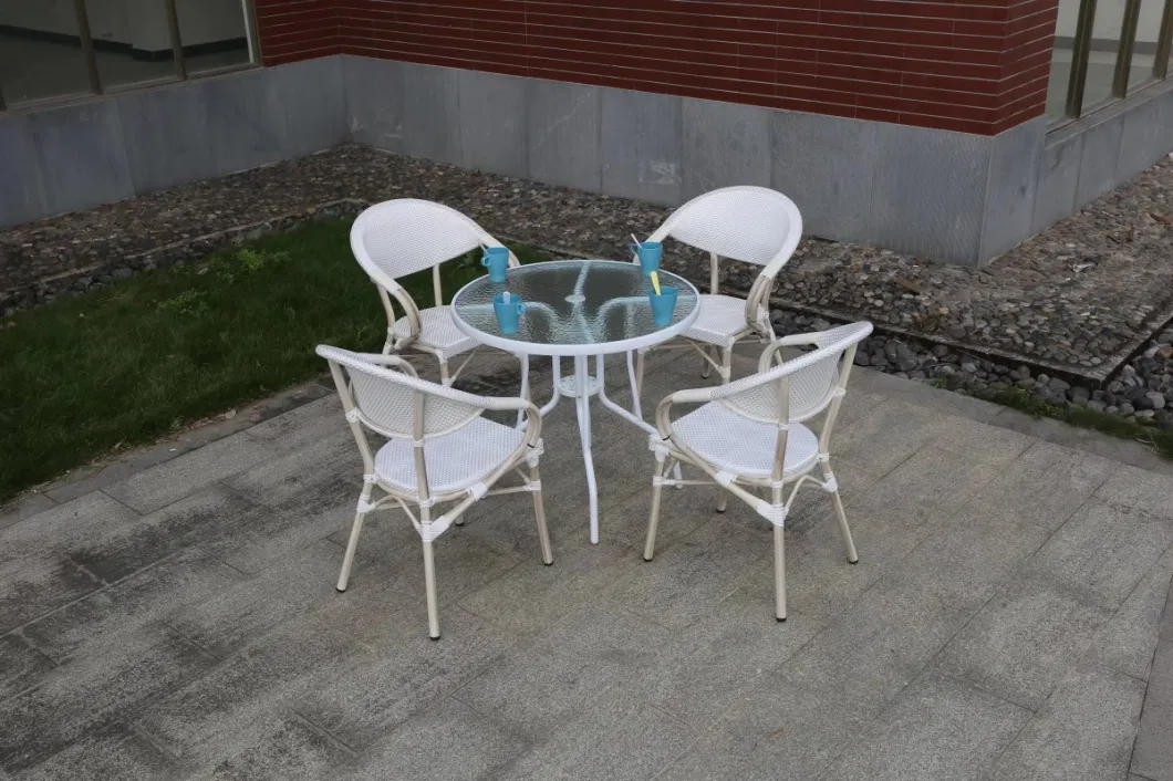 Contemporary and Contracted Leisure Outdoor Furniture White Milk Tea Shop Cafe Outdoor Garden Chairs and Tables Set Combination