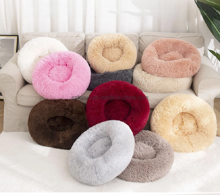 Puppy Soft Bed Faux Fur Bed Kitten Comfortable Bed Round Warming Bed Donut Pet Lounge Wbb16217