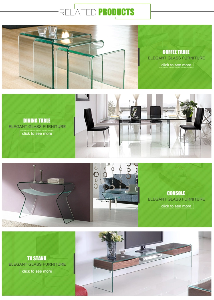 Clear Curved Glass Center Table in 3 Legs