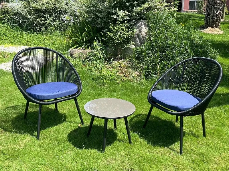 3-Piece Garden Balcony Rattan Furniture Bistro Set for 2 People