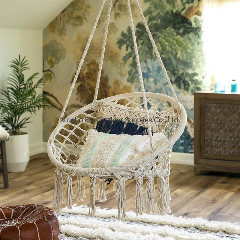 Home Decoration Cotton Rope Chair Round Nest Swing Chair Macrame Hammock Swing