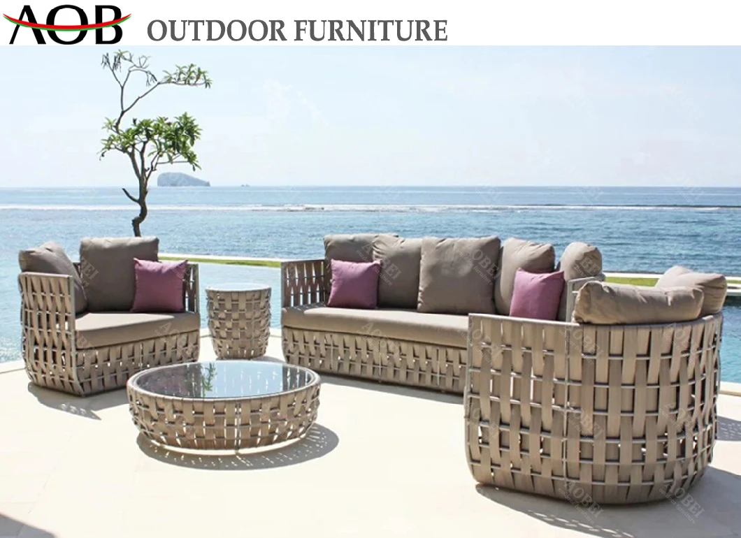 Commercial Grade Outdoor Sofa Set Round Coffee Table Lounge Chair Sofa