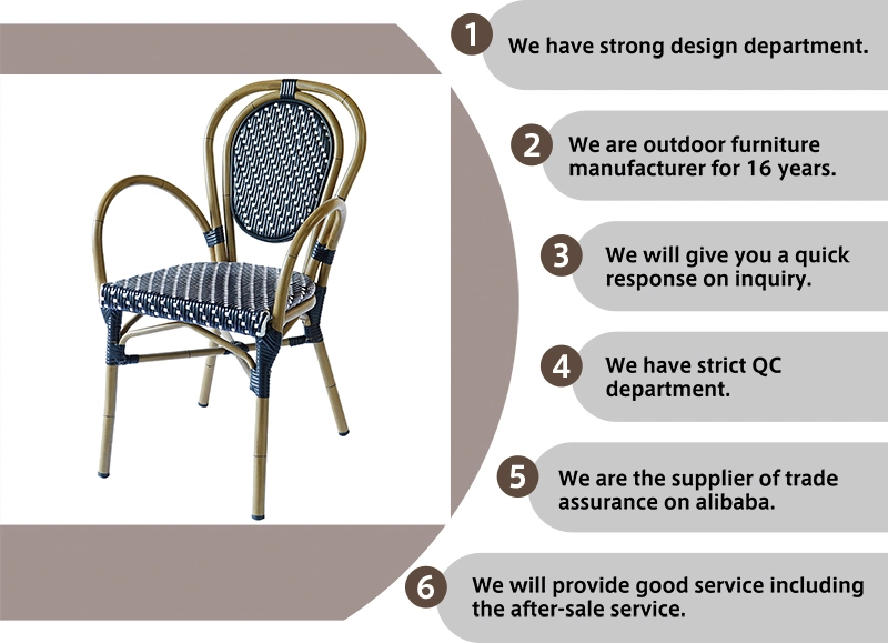 Rattan Restaurant Garden Bistro Dining Chairs French Style Rattan Table Chair Outdoor