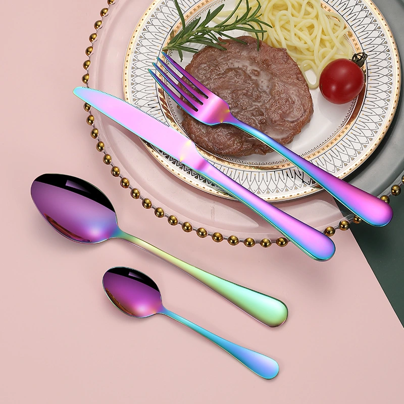 18/0 Colorful Flatware Stainless Steel Tableware Set Multicolor Dinnerware Cutlery Set Bulk Dinner Set for Home Hotel Restaurant