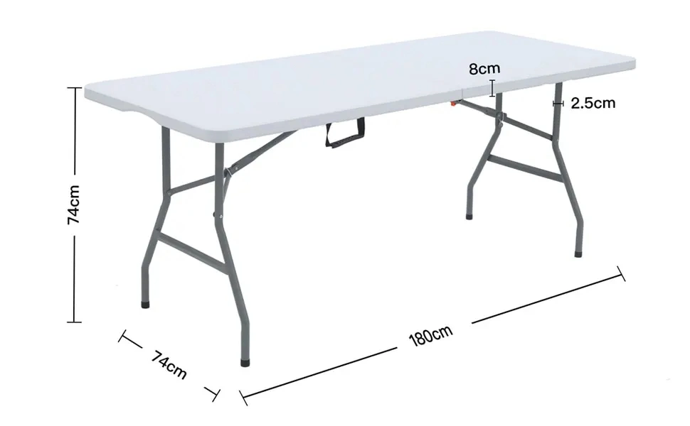 6FT 8FT White Outdoor Rectangular Garden Plastic Folding Table