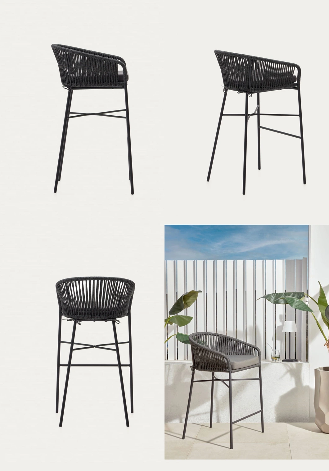 Modern Bar Chairs Bar Stools Home Rattan Armchairs Outdoor Restaurants Cafe