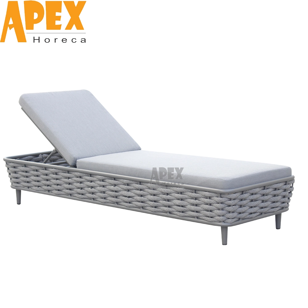 Modern Outdoor Sofa Furniture Beach Aluminum Waterproof Fabric Rope Woven Chaise Lounge