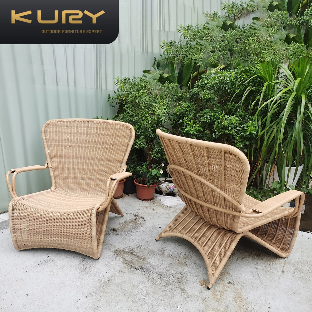 Nordic Outdoor Aluminum Alloy Frame Table and Chair Set Garden Leisure PE Rattan Weaving Chair