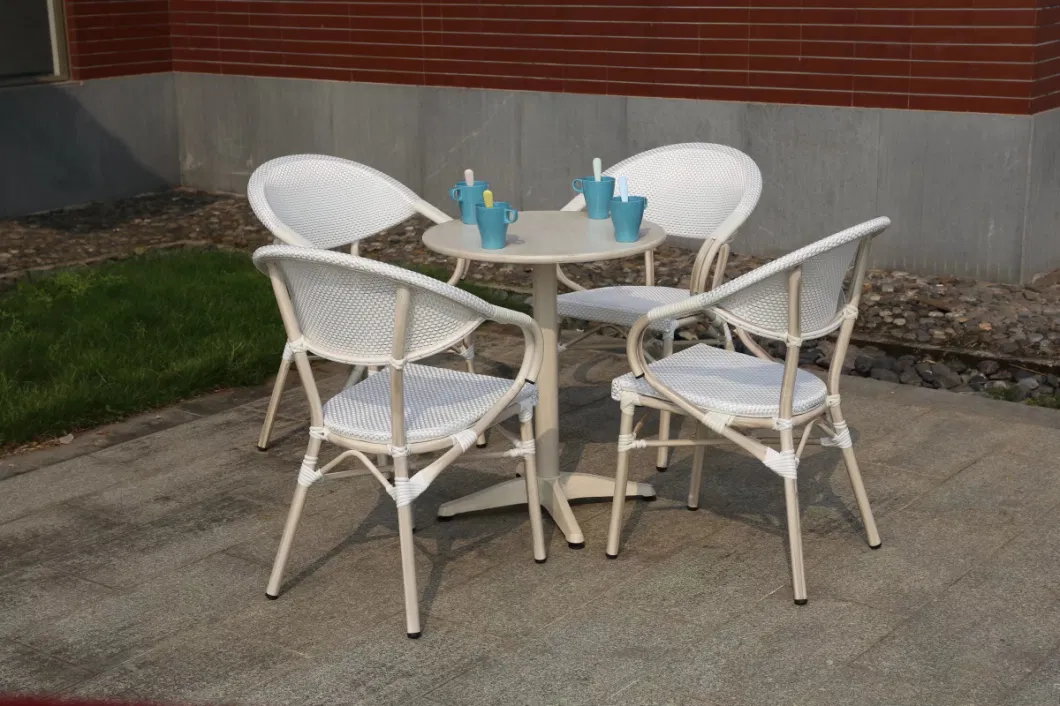 Contemporary and Contracted Leisure Outdoor Furniture White Milk Tea Shop Cafe Outdoor Garden Chairs and Tables Set Combination