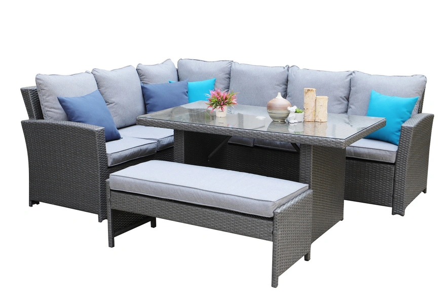 Best Quality Kd Structure Aluminum Modular Outdoor Garden Rattan Corner Sofa Set