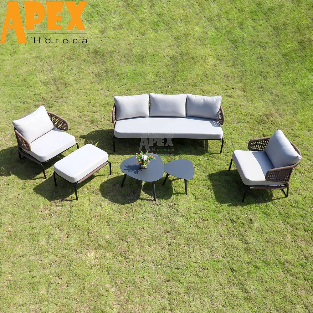 Aluminum Rope Italy Outdoor Home Patio Garden Popular Hotel Furniture Rattan Waterproof Fabric Sofa