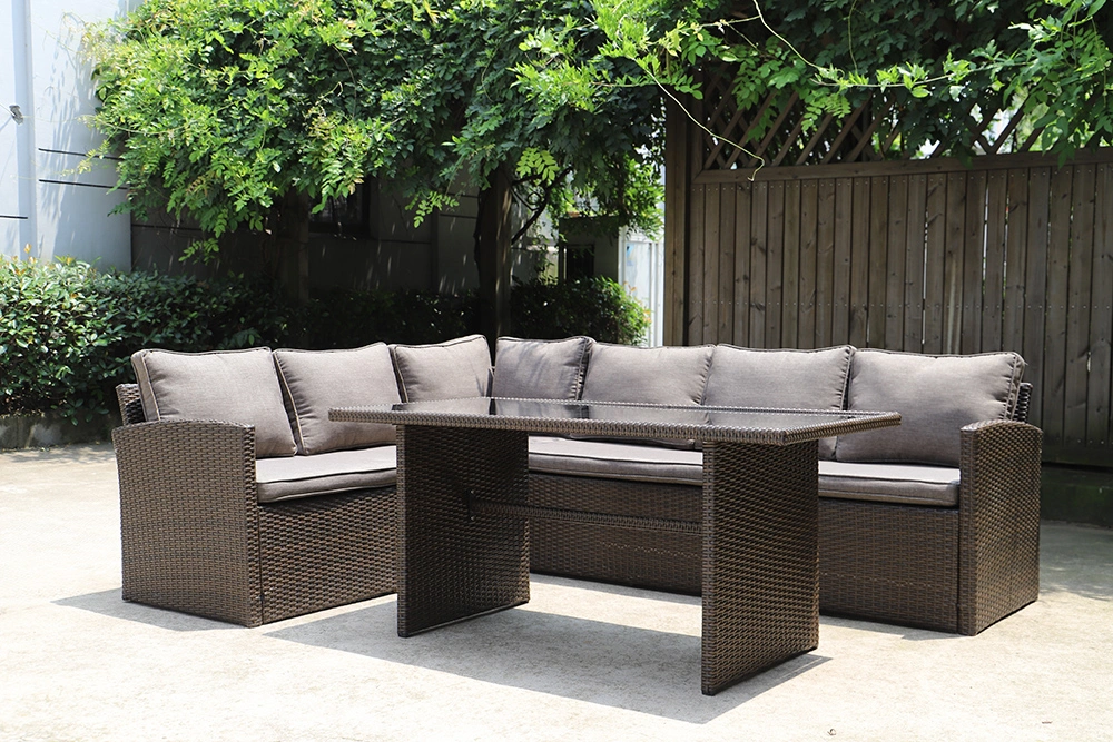 Hot Selling Wicker Steel Kd Garden Furniture Outdoor Corner Sofa Set