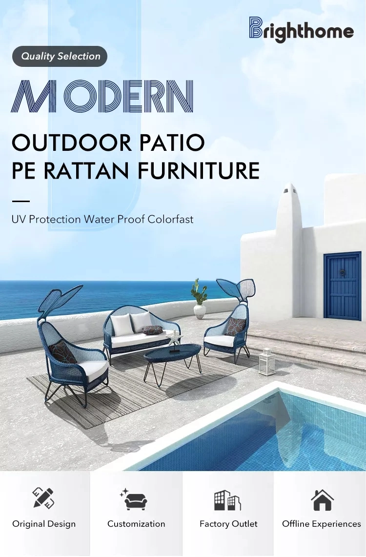 New Design Modern Aluminium Frame Wicker Outdoor PE Rattan Sofa Set with Cushion Garden Leisure Sofa Set