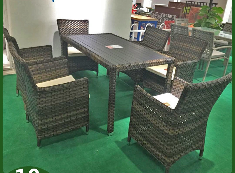 American Style Starbucks Outdoor Iron PE Rattan Coffee Table with 4 Chairs