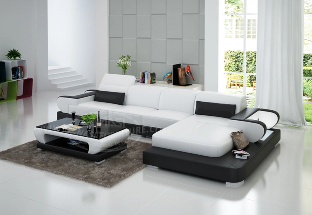 Small Size Elegant L Shape Dubai Sofa Furniture with LED Light