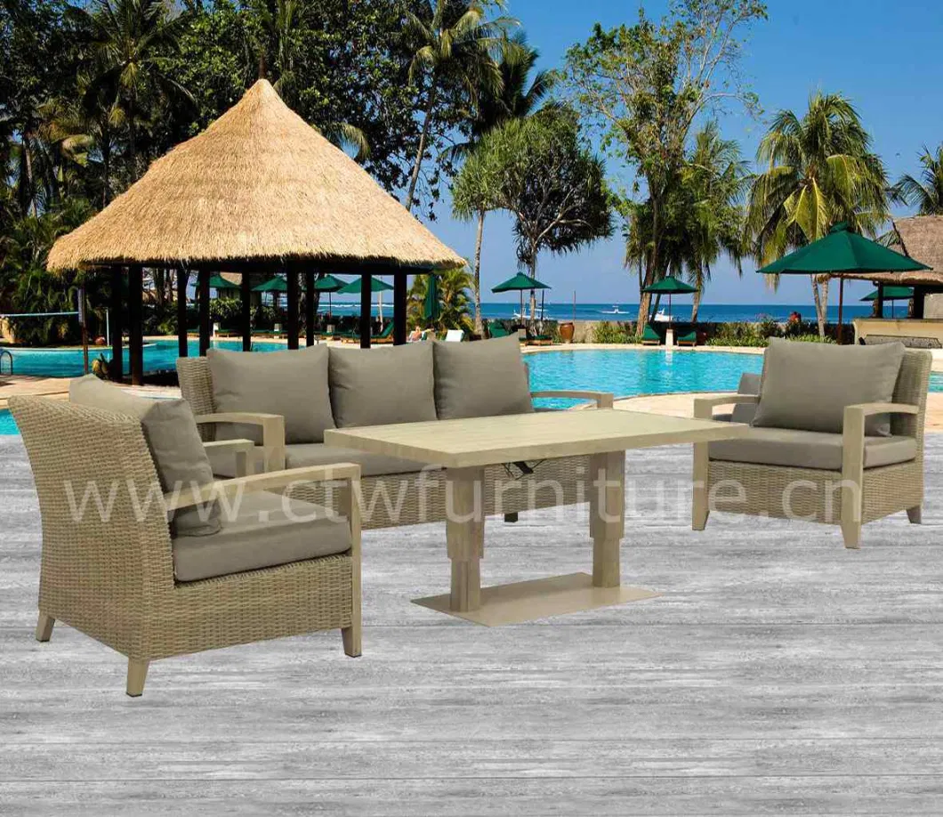 Luxurious Household Garden Furniture PE Wicker Conversation Sofa Set Heat Transfer Printing