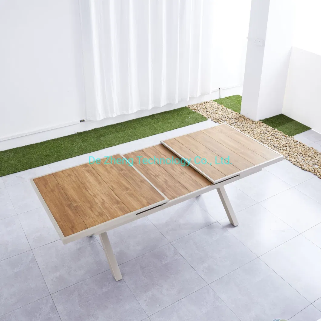 Leisure Garden Detachable Extendable Outdoor Wood Metal Dining Table
