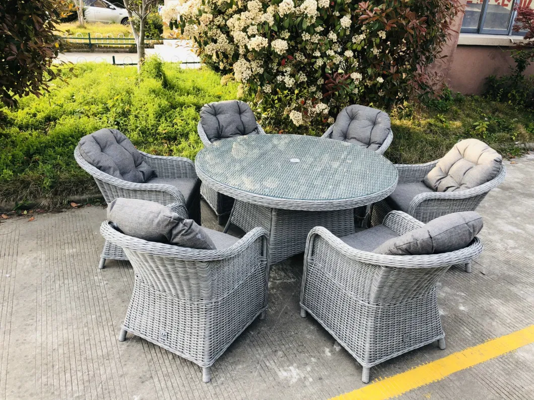 European Style Outdoor Furniture Garden Dining Set Hotel Aluminum Table Round Square Rattan Furniture for Restaurant